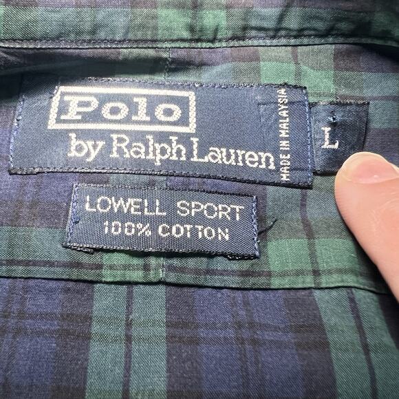 Polo Ralph Lauren Shirt Mens Size L Blackwatch Tartan Plaid Lowell Sport Cotton - Picture 6 of 14